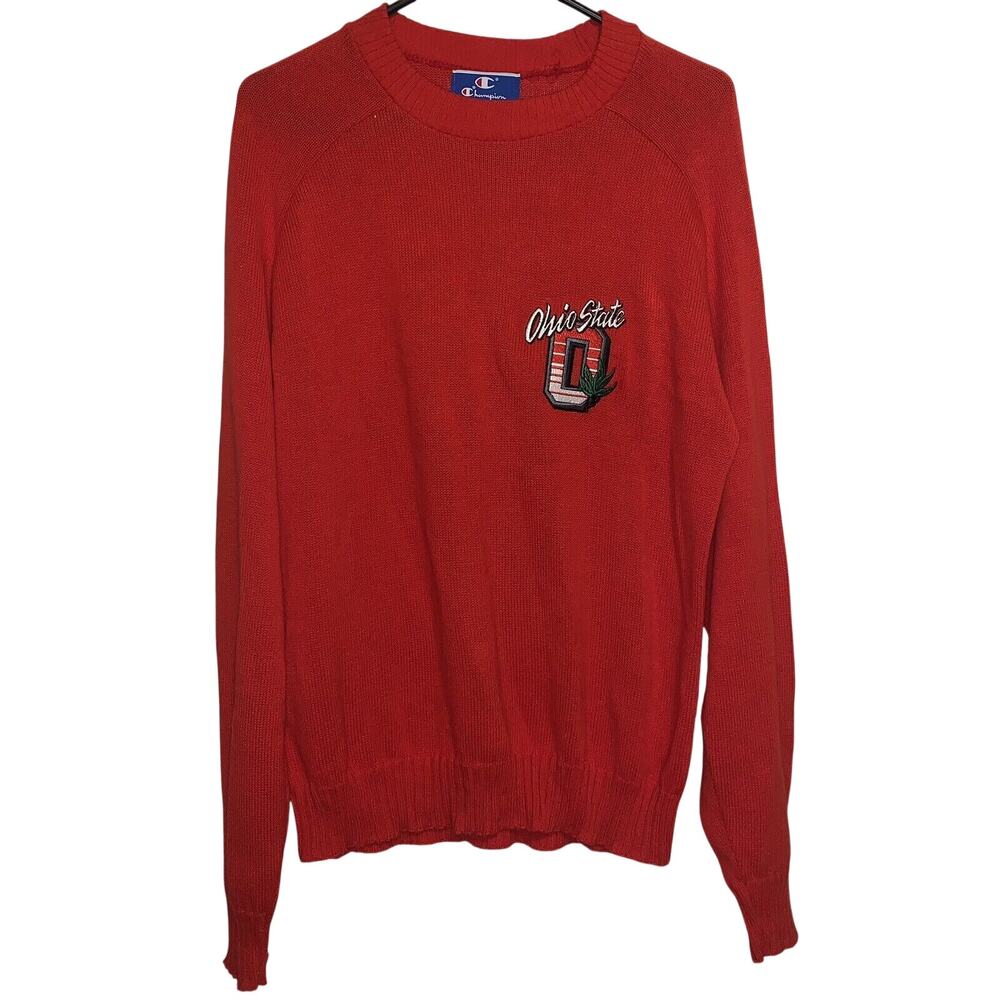Vintage 80s Ohio State University Buckeyes Embroidered Champion Sweater M USA